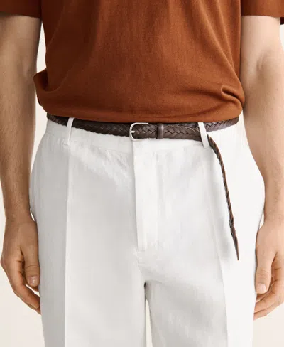 Mango Linen Regular Fit Pants In White