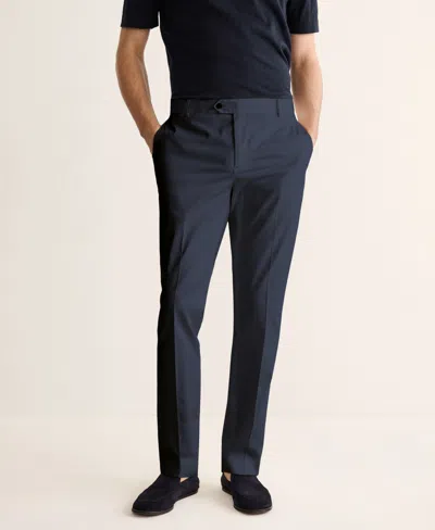 Mango Slim Fit Stretch Cotton Pants In Blue