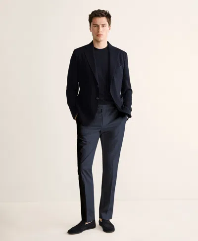 Mango Slim Fit Stretch Cotton Pants In Blue