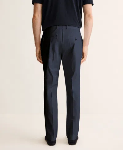 Mango Slim Fit Stretch Cotton Pants In Blue
