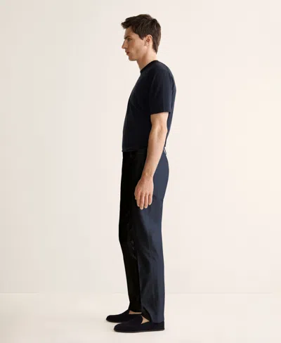 Mango Slim Fit Stretch Cotton Pants In Blue