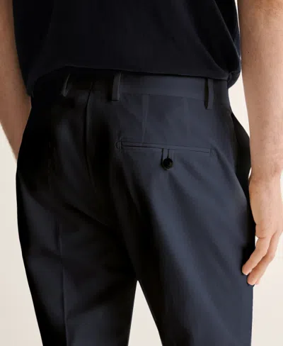 Mango Slim Fit Stretch Cotton Pants In Blue