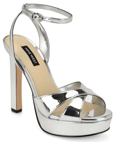 Nine West Wilda Platform Sandal In Silver