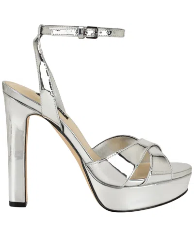 Nine West Wilda Platform Sandal In Silver