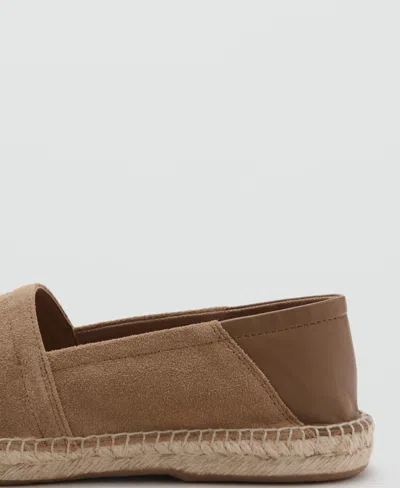Mango Solid Leather Espadrille In Brown