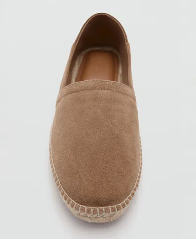 Mango Solid Leather Espadrille In Brown