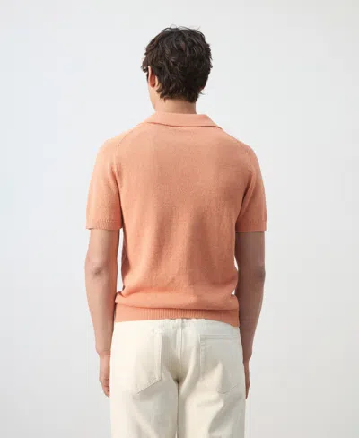 Mango Microstructure Cotton Blend Polo In Orange