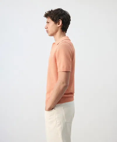 Mango Microstructure Cotton Blend Polo In Orange