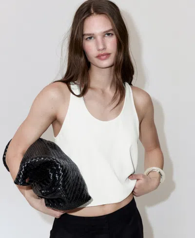 Mango Flowy Cropped Top In White