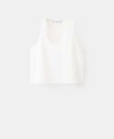 Mango Flowy Cropped Top In White