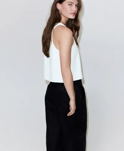 Mango Flowy Cropped Top In White