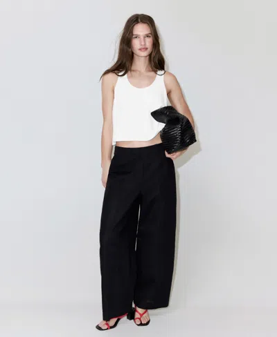 Mango Flowy Cropped Top In White