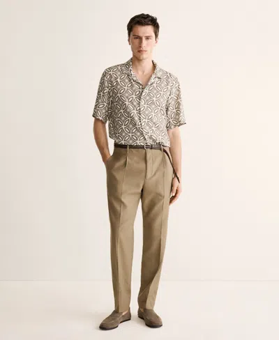 Mango Printed Camp Shirt In Brown