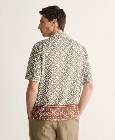 Mango Printed Camp Shirt In Brown