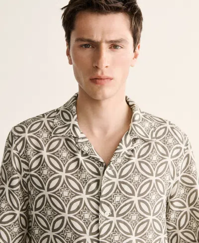 Mango Printed Camp Shirt In Brown