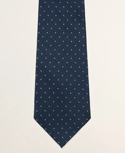 Mango Printed 100% Silk Tie In Blue