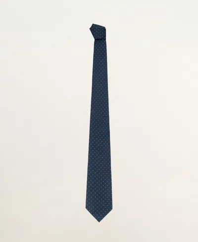 Mango Printed 100% Silk Tie In Blue