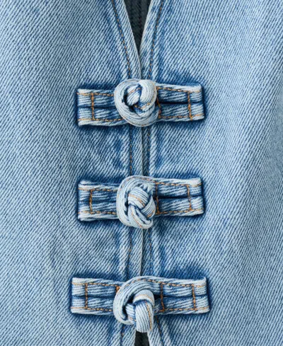 Mango Denim Top With Toggles In Blue