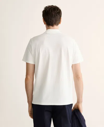 Mango Regular Fit Textured Stretch Cotton Blend Polo In White