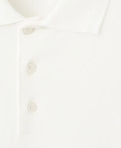 Mango Regular Fit Textured Stretch Cotton Blend Polo In White