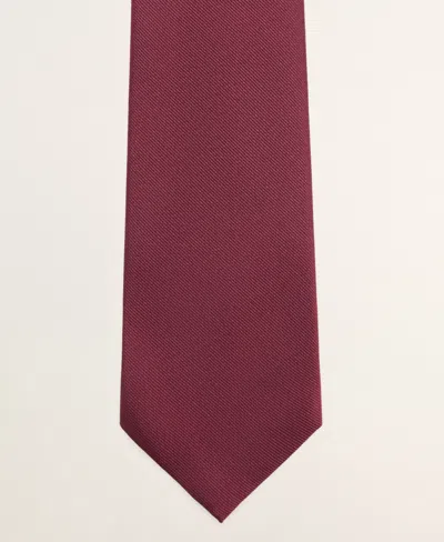 Mango 100% Silk Tie In Burgundy