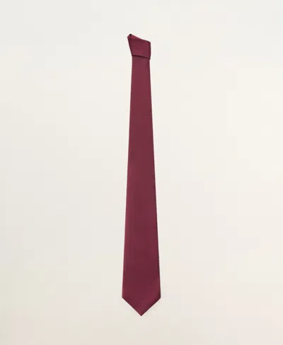 Mango 100% Silk Tie In Burgundy