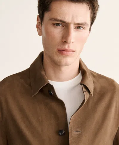 Mango 100% Leather Jacket With Pockets In Brown