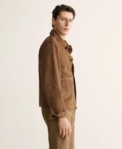 Mango 100% Leather Jacket With Pockets In Brown