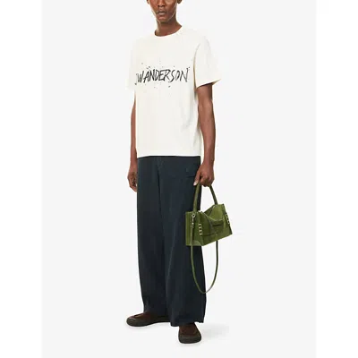 Jw Anderson Mens Ecru Circular Brand-print Cotton T-shirt In Neutral