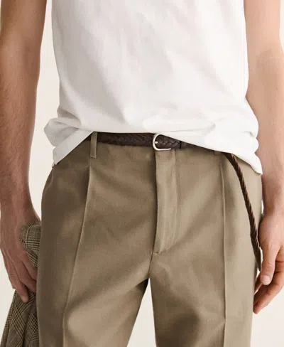 Mango Regular Fit Pleated Pants In Green
