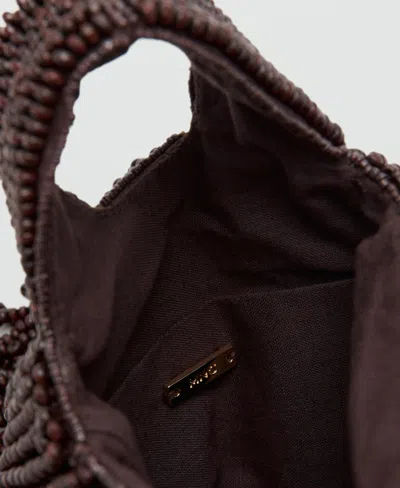Mango Beaded Handbag In Brown