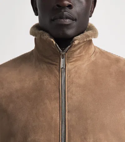 Moorer Shearling-down Campiglio Bomber Jacket In Brown