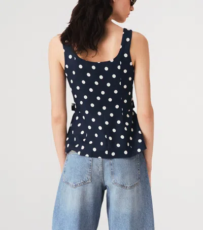 Maje Womens Polka Dot-pattern Button-embellished Linen-blend Top Navy Dots Print In Blue