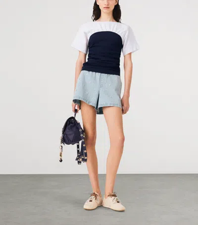 Maje Cotton Gathered T-shirt In Multi
