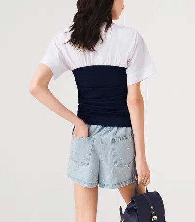 Maje Cotton Gathered T-shirt In Multi