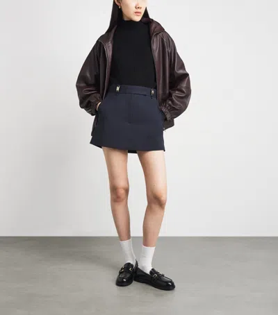 Sandro Paris Wool-blend Pinstripe Mini Skort In Blue