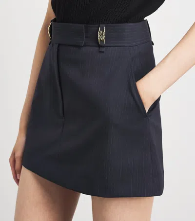 Sandro Paris Wool-blend Pinstripe Mini Skort In Blue