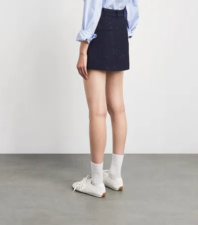 Sandro Paris Sequinned Mini Skort In Blue
