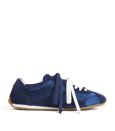 Sandro Mixed Material Light Wave Trainers In Blue