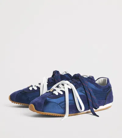 Sandro Mixed Material Light Wave Trainers In Blue