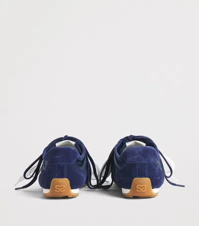 Sandro Mixed Material Light Wave Trainers In Blue