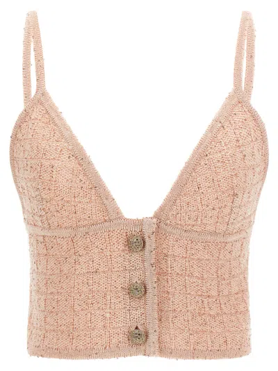 Alessandra Rich Sequin-embellished Wool Blend Tank Top In Pink