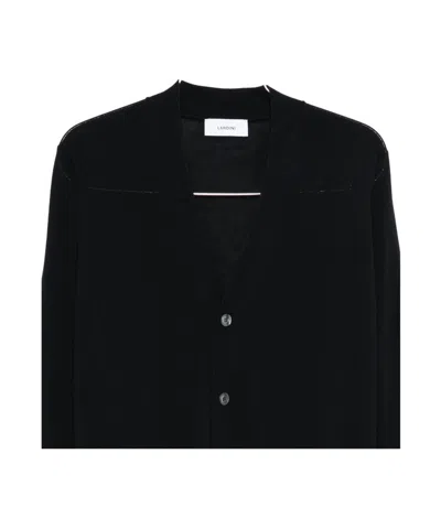 Lardini Button-front Wool Cardigan In Black