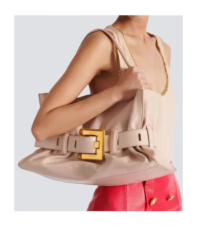 Balmain Calfskin Anthem Medium Bag In Purple