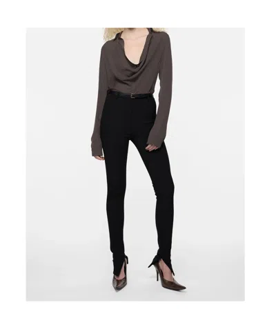 Acne Studios Silk Blouse With Cowl Neck In Brown
