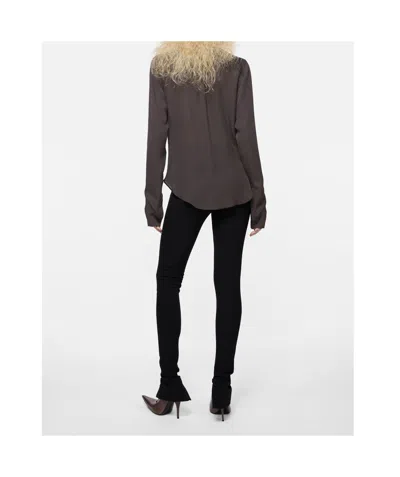 Acne Studios Silk Blouse With Cowl Neck In Brown