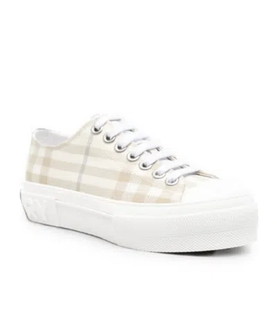 Burberry Check-pattern Platform Sneakers In Neutral
