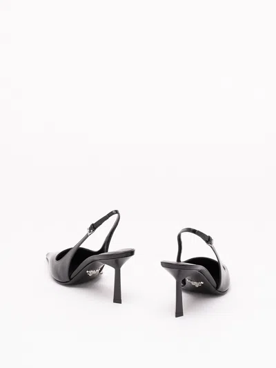 Prada Leather Pumps Slingback Pointed Toe Stiletto In Black