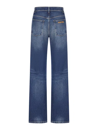 Miu Miu Belt Loop Jeans In Blue
