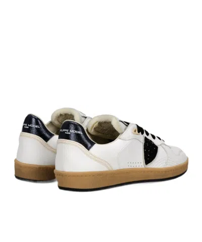 Philippe Model Glitter-patchwork Leather Sneakers In White